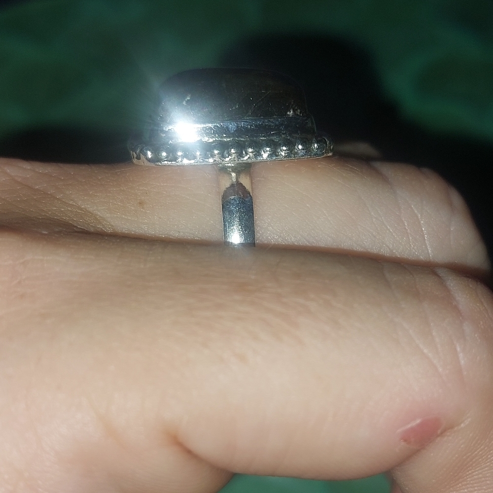 Square Flashy Labradorite Gemstone Ring - image 4